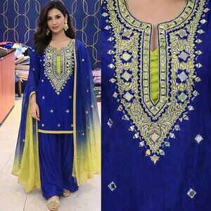 Punjabi Suit Salwar Kameez Set with Dupatta –Royal Blue-